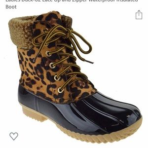 leopard print duck boots